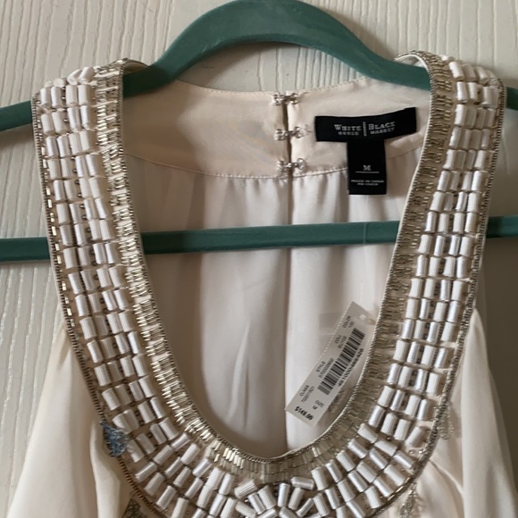 WH/BM Cream Silk top with embellishments - Picture 5 of 11
